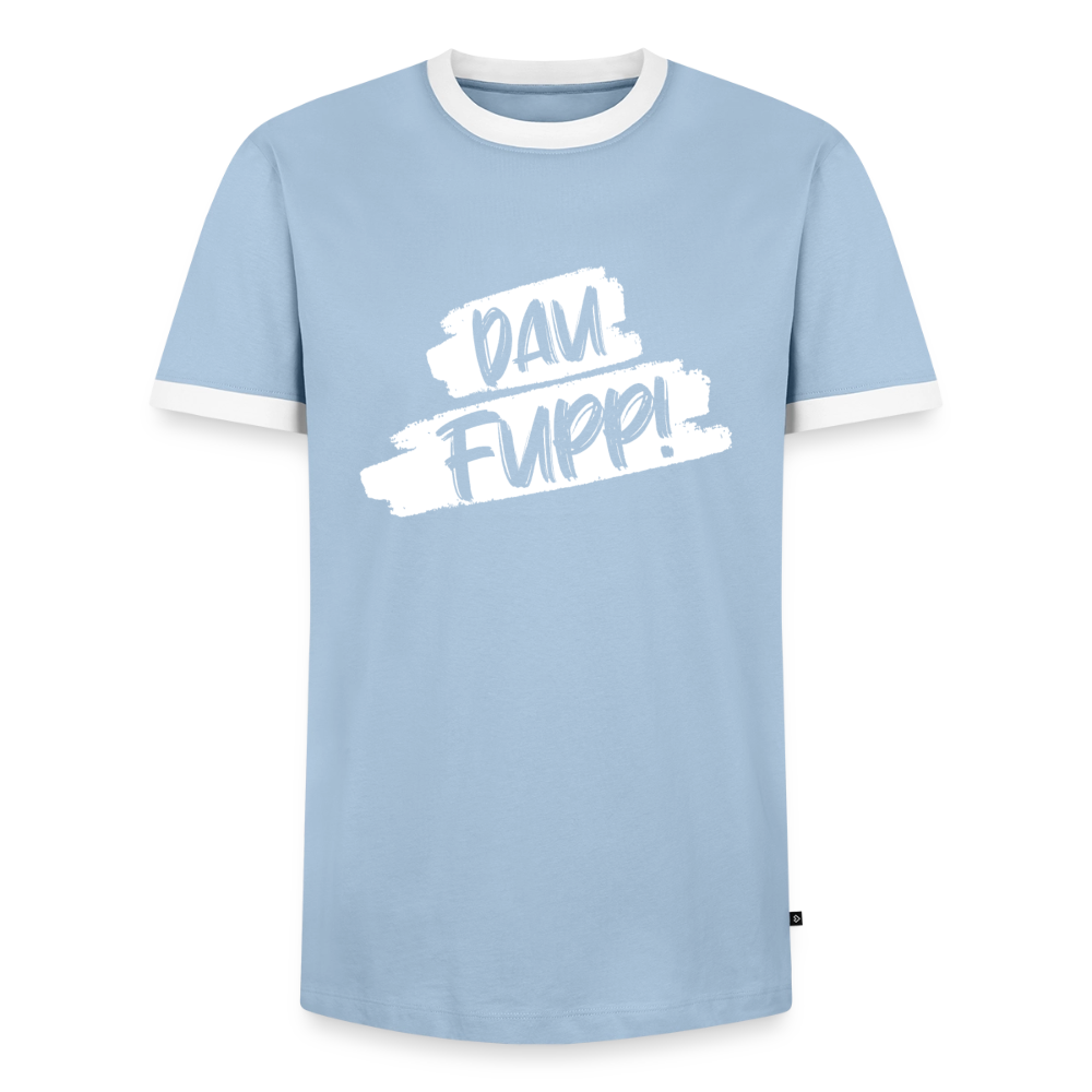 Dau Fupp Männer Kontrast-T-Shirt - Hellblau/Weiß 