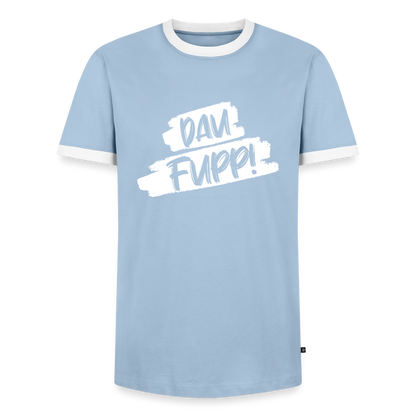 Dau Fupp Männer Kontrast-T-Shirt - Hellblau/Weiß 