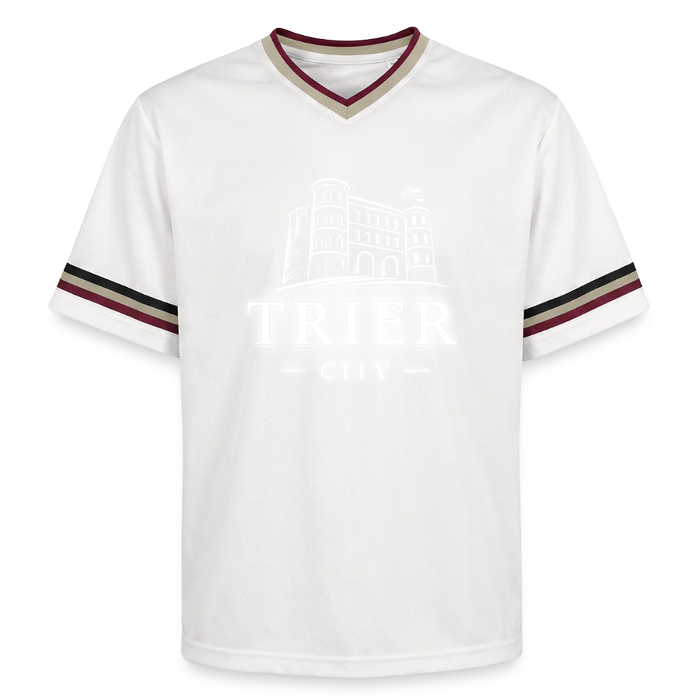 Trier Unisex Football Style Mesh T-Shirt - Offwhite/Bordeaux