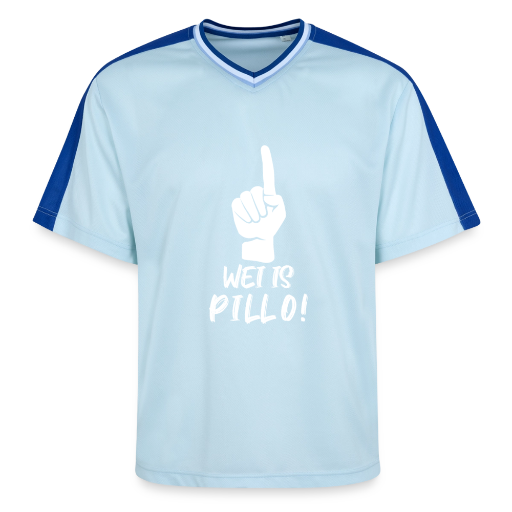 Wei is Pillo Unisex Football Style Mesh T-Shirt - Hellblau/Dunkelblau