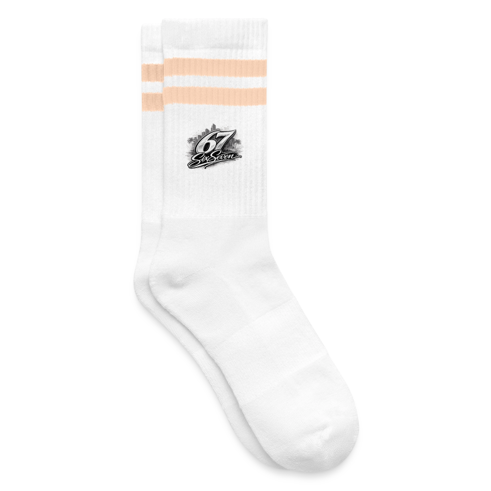 Six Seven Gestreifte Tennissocken - Weiß/Pfirsich