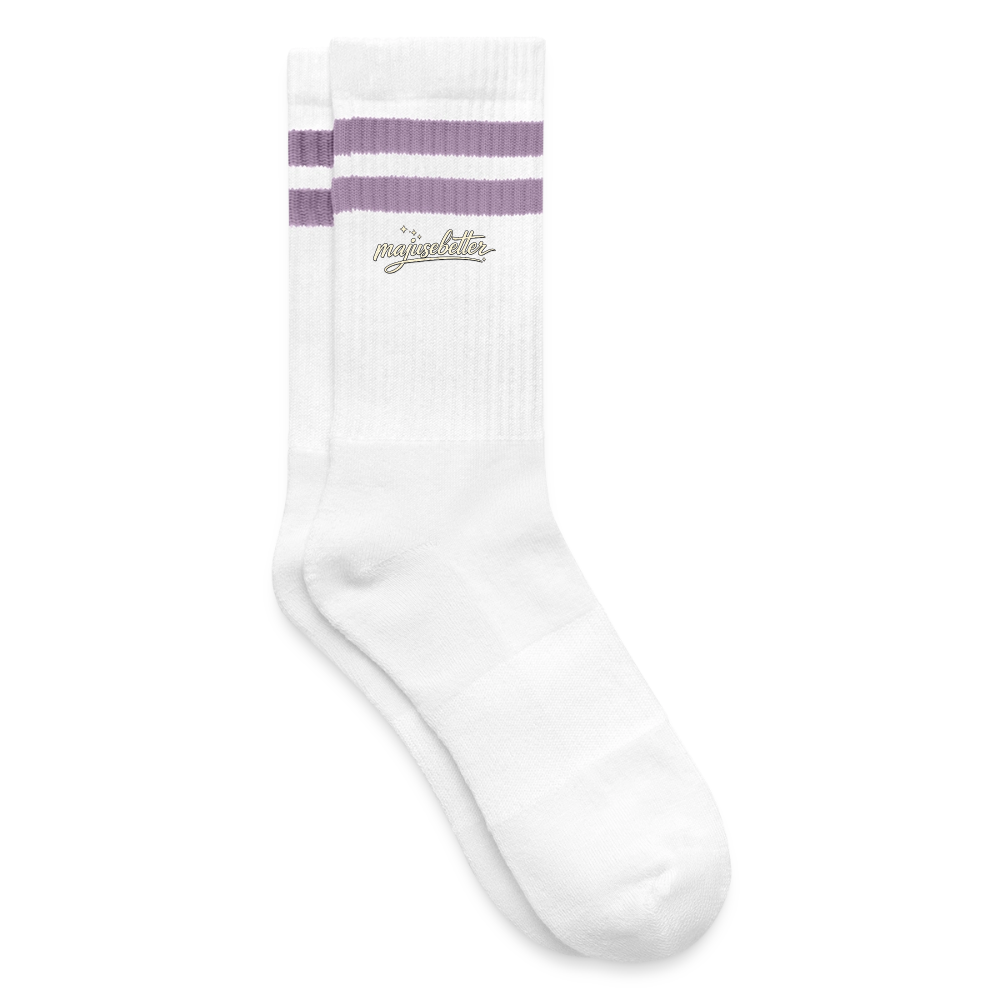 Majusebetter Gestreifte Tennissocken - Weiß/Flieder 