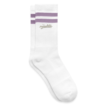 Majusebetter Gestreifte Tennissocken - Weiß/Flieder 