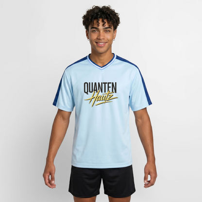 Quanten Hautz Unisex Football Style Mesh T-Shirt - Hellblau/Dunkelblau
