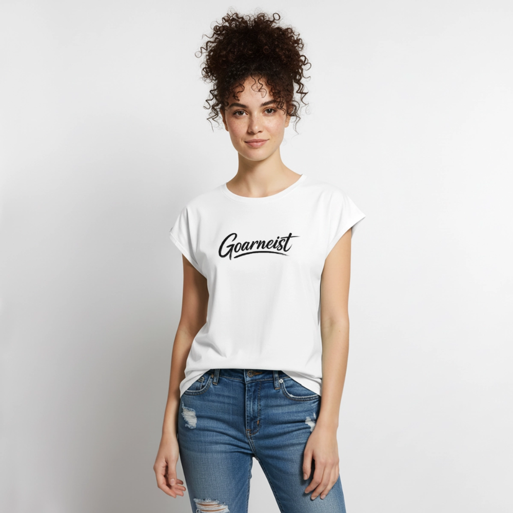 Goarneist Frauen T-Shirt mit gerollten Ärmeln - Weiß