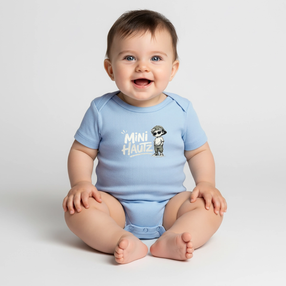 Mini Hautz Baby Bio-Kurzarm-Body - Hellblau