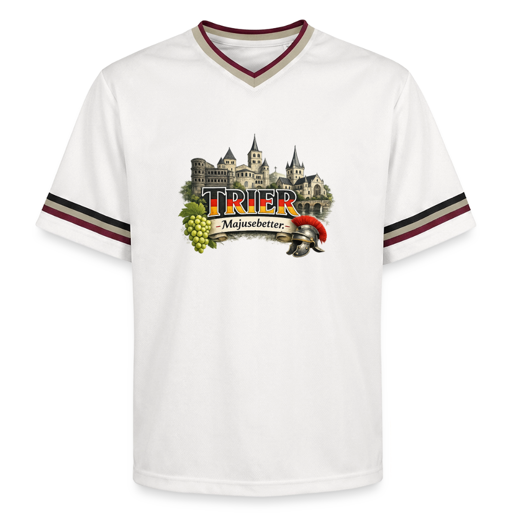 Trier Unisex Football Style Mesh T-Shirt - Offwhite/Bordeaux