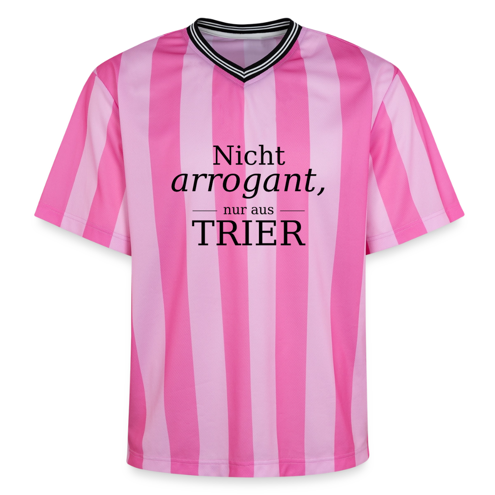 Trier Spruch Unisex Football Style Mesh T-Shirt - Rosa/Rosa Streifen