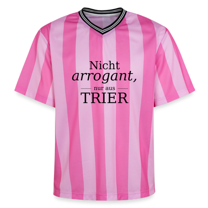 Trier Spruch Unisex Football Style Mesh T-Shirt - Rosa/Rosa Streifen
