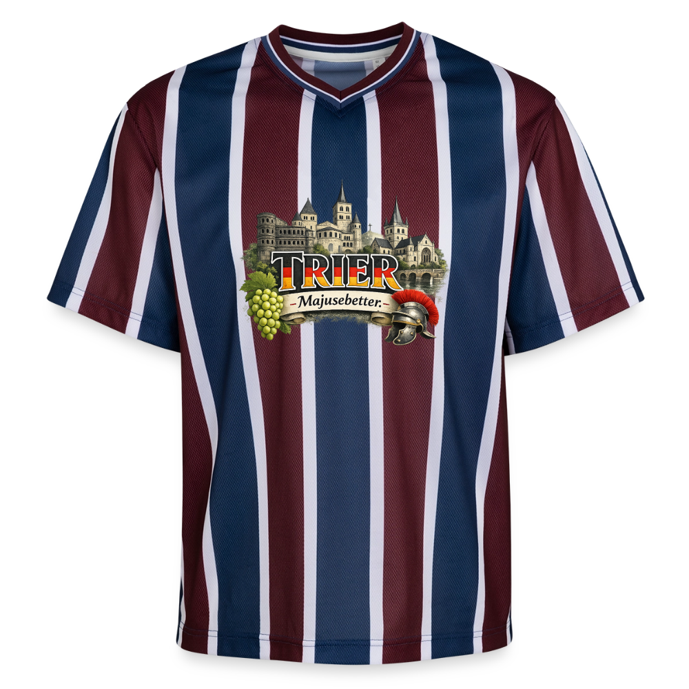 Trier Unisex Football Style Mesh T-Shirt - Bordeaux/Navy
