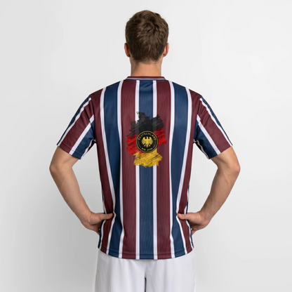 Deutschland Unisex Football Style Mesh T-Shirt - Bordeaux/Navy