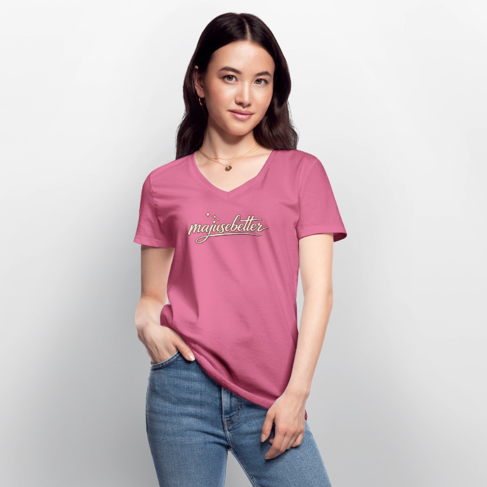 majusebetter  Frauen-T-Shirt mit V-Ausschnitt - Pink