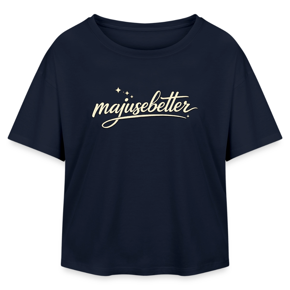 Majusebetter Relaxed Fit Frauen Modal Cotton T-Shirt - Navy