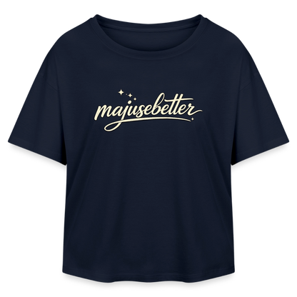 Majusebetter Relaxed Fit Frauen Modal Cotton T-Shirt - Navy