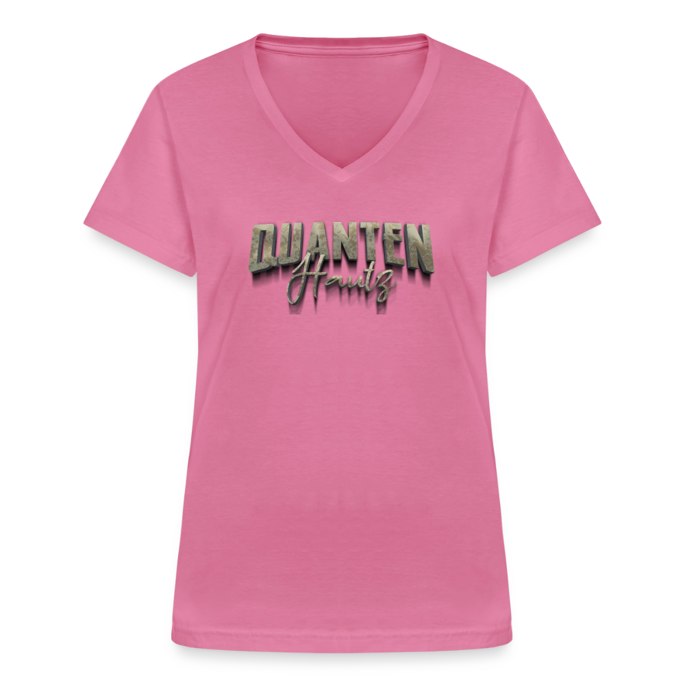 QH Klassisches Frauen-T-Shirt mit V-Ausschnitt - Pink
