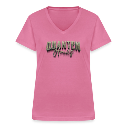 QH Klassisches Frauen-T-Shirt mit V-Ausschnitt - Pink