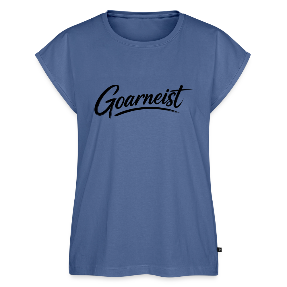 Goarneist Frauen T-Shirt mit gerollten Ärmeln - Taubenblau
