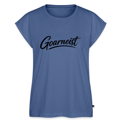 Goarneist Frauen T-Shirt mit gerollten Ärmeln - Taubenblau