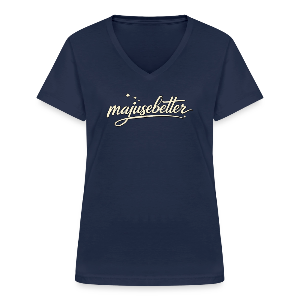 majusebetter  Frauen-T-Shirt mit V-Ausschnitt - Navy