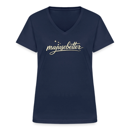majusebetter  Frauen-T-Shirt mit V-Ausschnitt - Navy