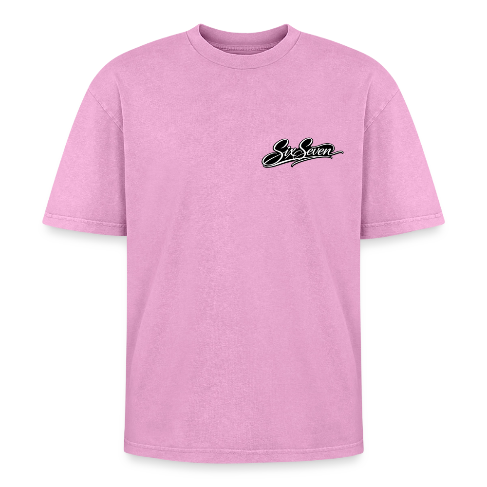 Six Seven Oversized Unisex Premium Acid-Washed T-Shirt - Pink Acid Wash