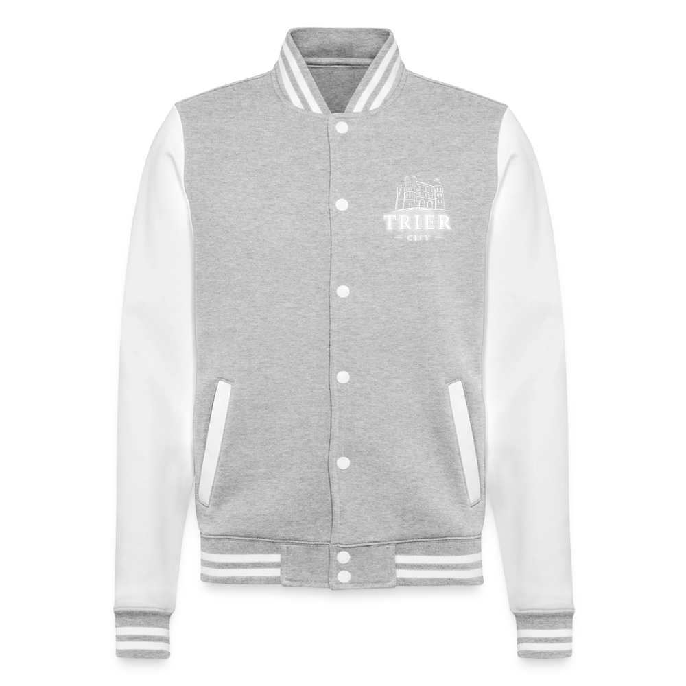 Trier College-Sweatjacke - Grau meliert/Weiß