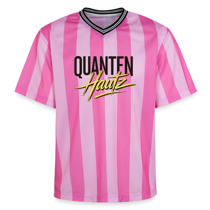Quanten Hautz Unisex Football Style Mesh T-Shirt - Rosa/Rosa Streifen