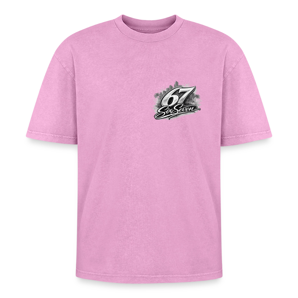 Six Seven Oversized Unisex Premium Acid-Washed T-Shirt - Pink Acid Wash