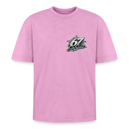 Six Seven Oversized Unisex Premium Acid-Washed T-Shirt - Pink Acid Wash