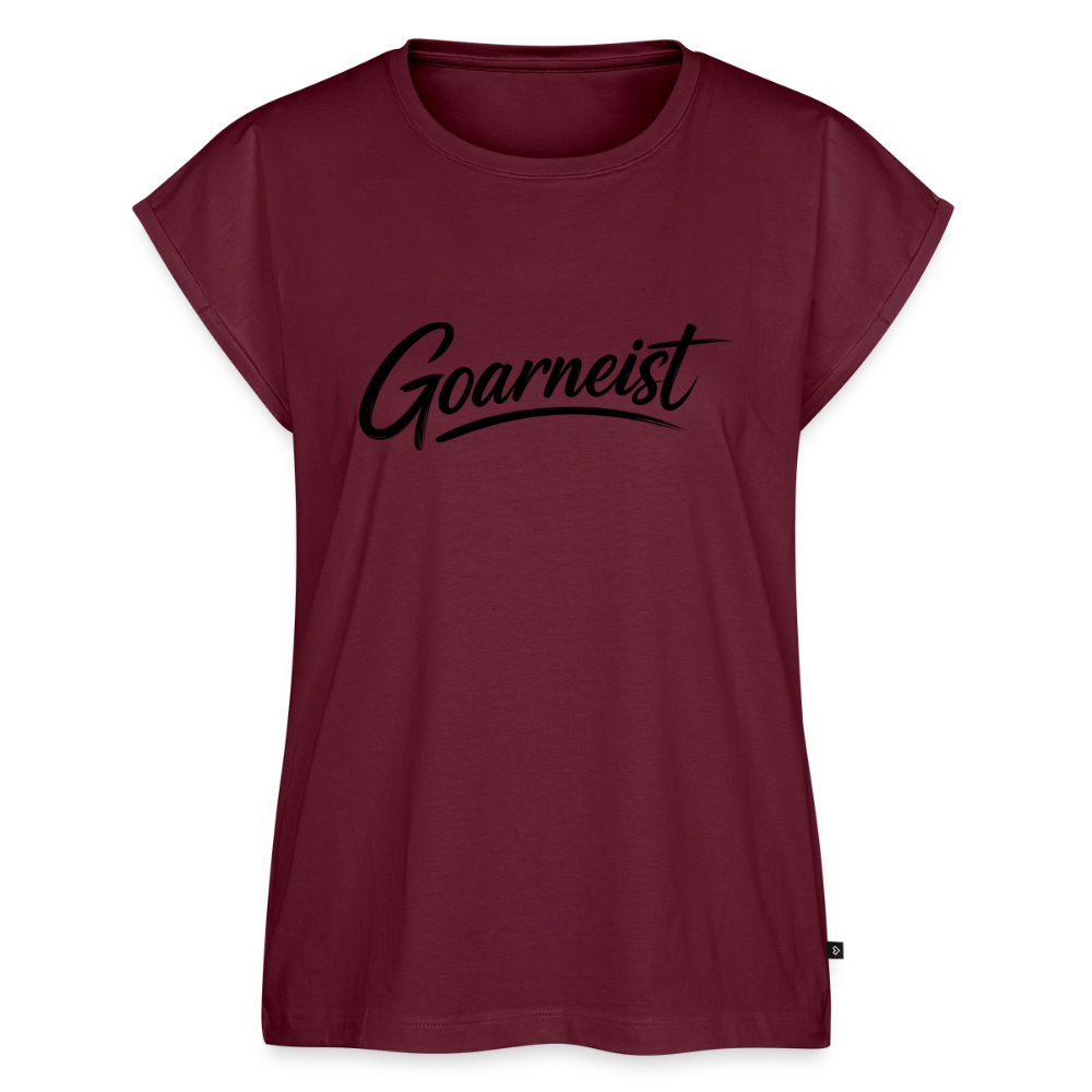 Goarneist Frauen T-Shirt mit gerollten Ärmeln - Burgunderrot