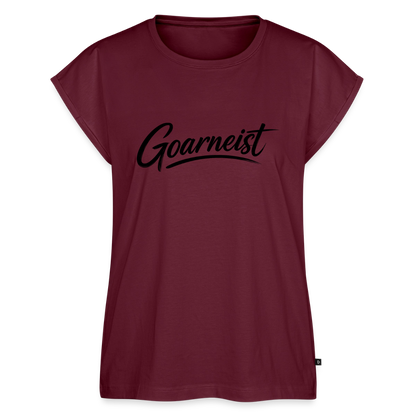 Goarneist Frauen T-Shirt mit gerollten Ärmeln - Burgunderrot