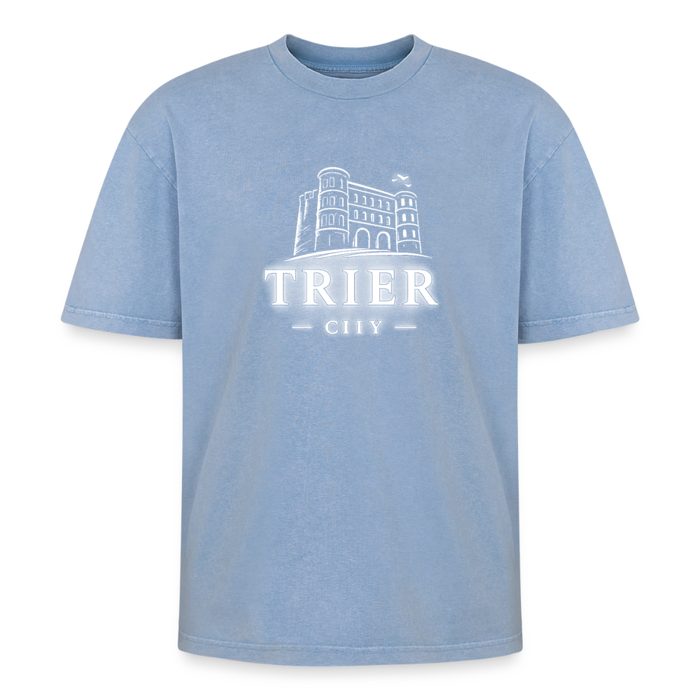 Trier Oversized Unisex Premium Acid-Washed T-Shirt - Blau Acid Wash