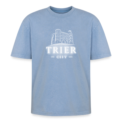 Trier Oversized Unisex Premium Acid-Washed T-Shirt - Blau Acid Wash