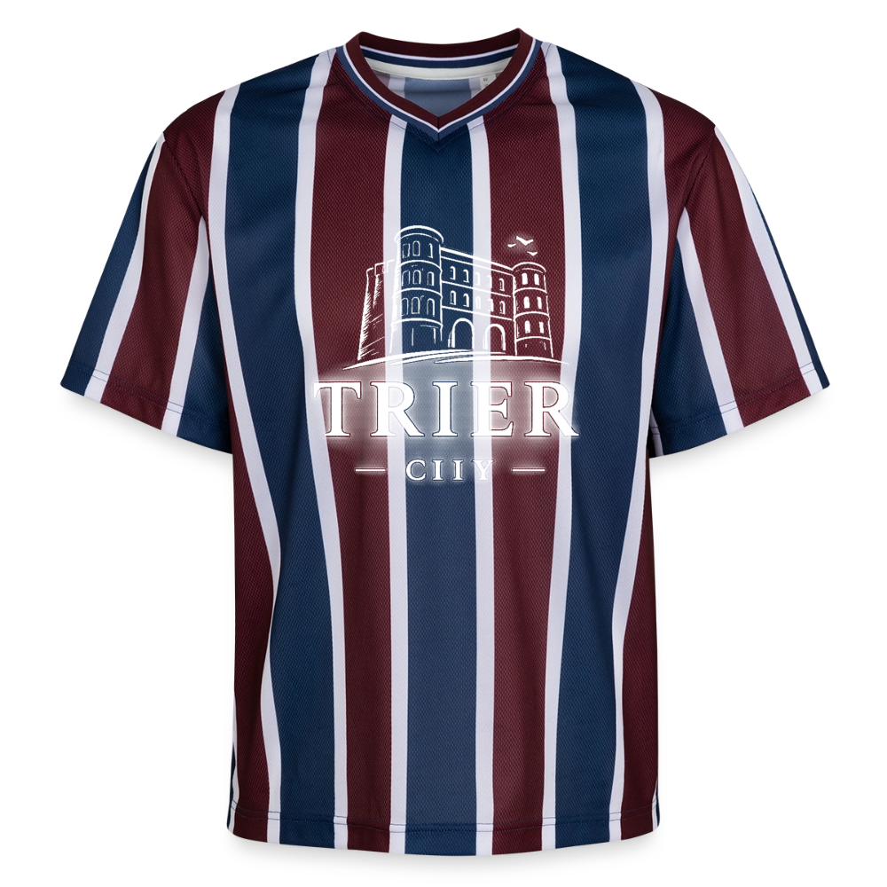 Trier Unisex Football Style Mesh T-Shirt - Bordeaux/Navy