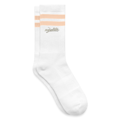 Majusebetter Gestreifte Tennissocken - Weiß/Pfirsich
