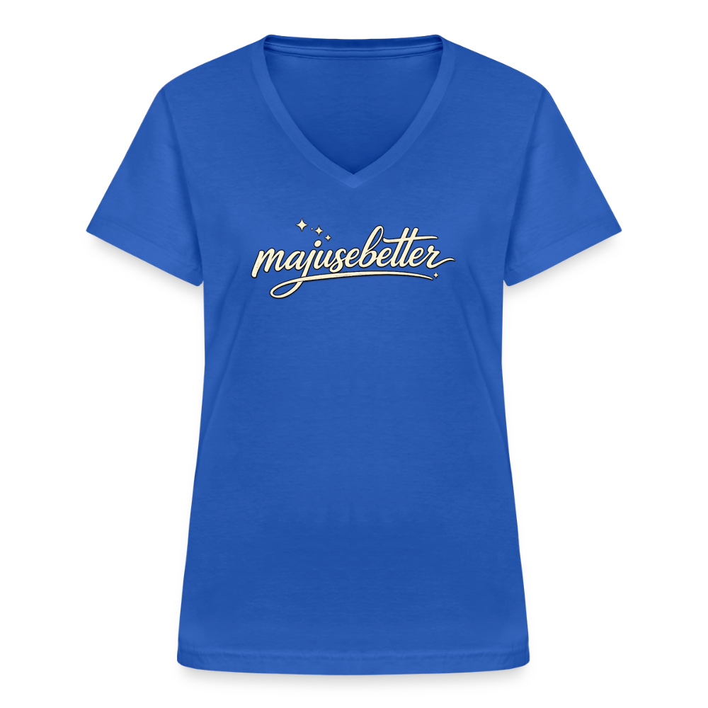 majusebetter  Frauen-T-Shirt mit V-Ausschnitt - Royalblau