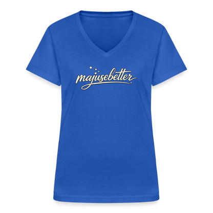 majusebetter  Frauen-T-Shirt mit V-Ausschnitt - Royalblau