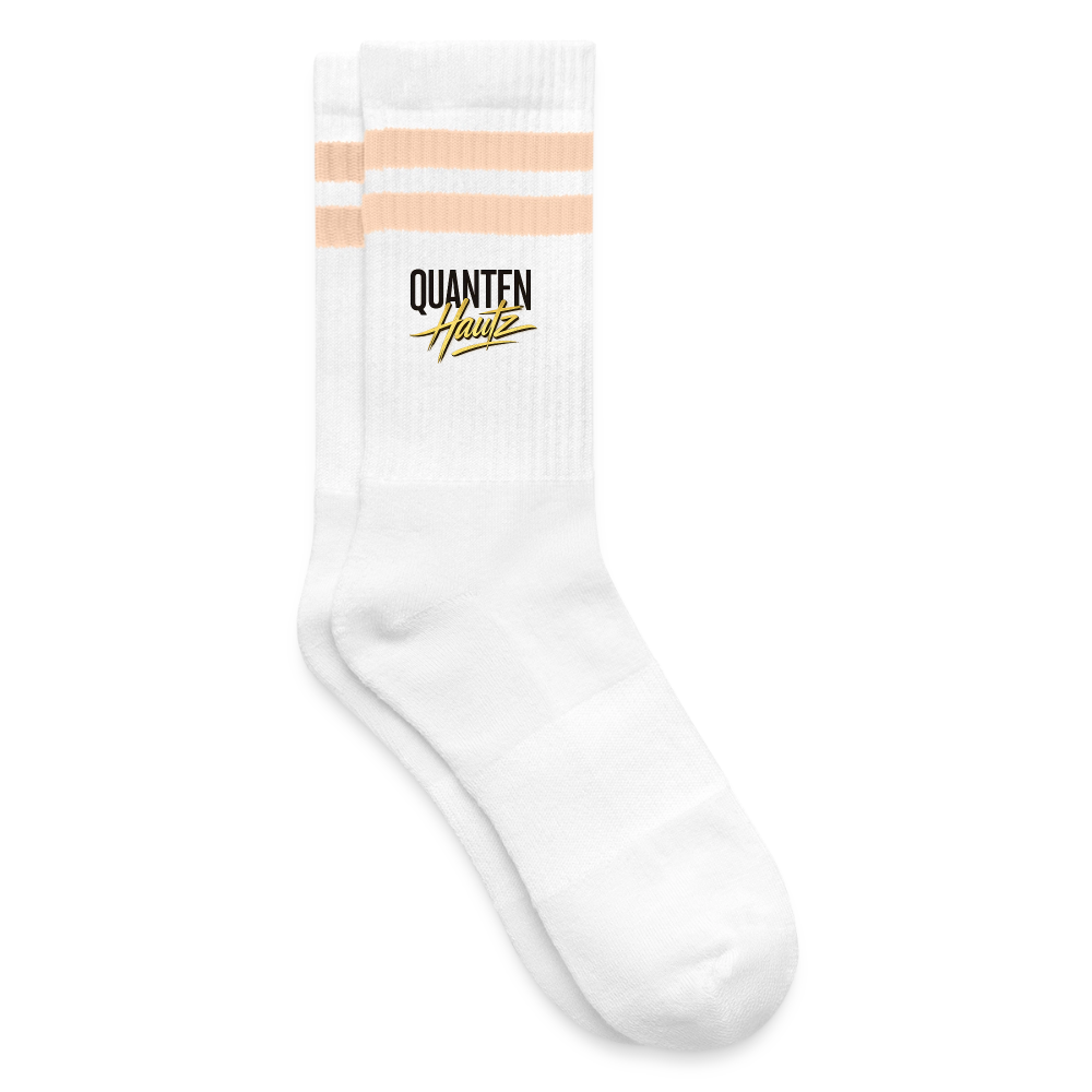 Quanten Hautz Gestreifte Tennissocken - Weiß/Pfirsich