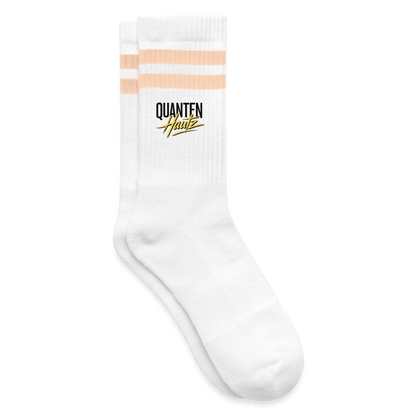 Quanten Hautz Gestreifte Tennissocken - Weiß/Pfirsich