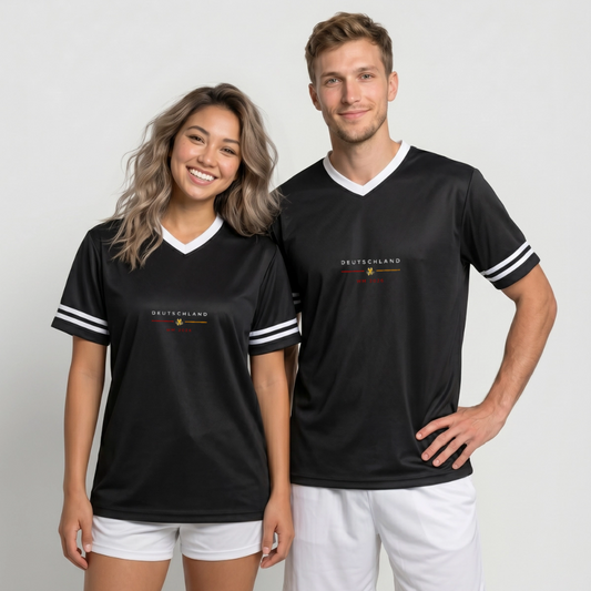 Deutschland Unisex Football Style Mesh T-Shirt - Schwarz/Weiß