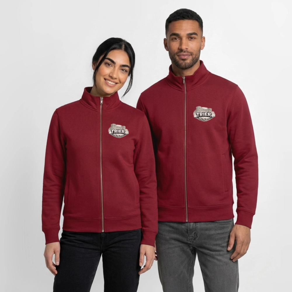 Trier Unisex Bio Zip Sweatshirt - Burgunderrot