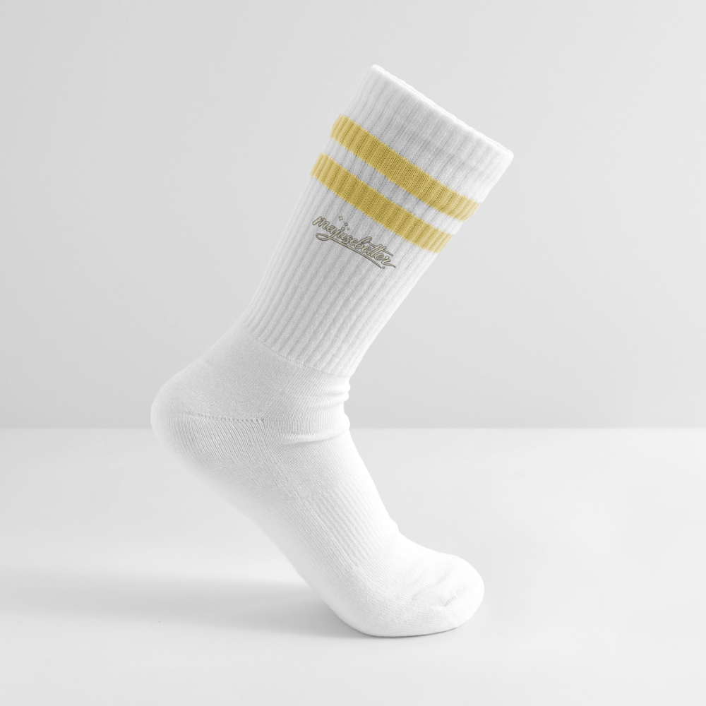 Majusebetter Gestreifte Tennissocken - Weiß/Gelb
