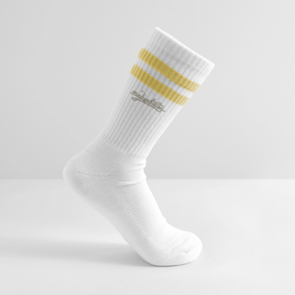 Majusebetter Gestreifte Tennissocken - Weiß/Gelb
