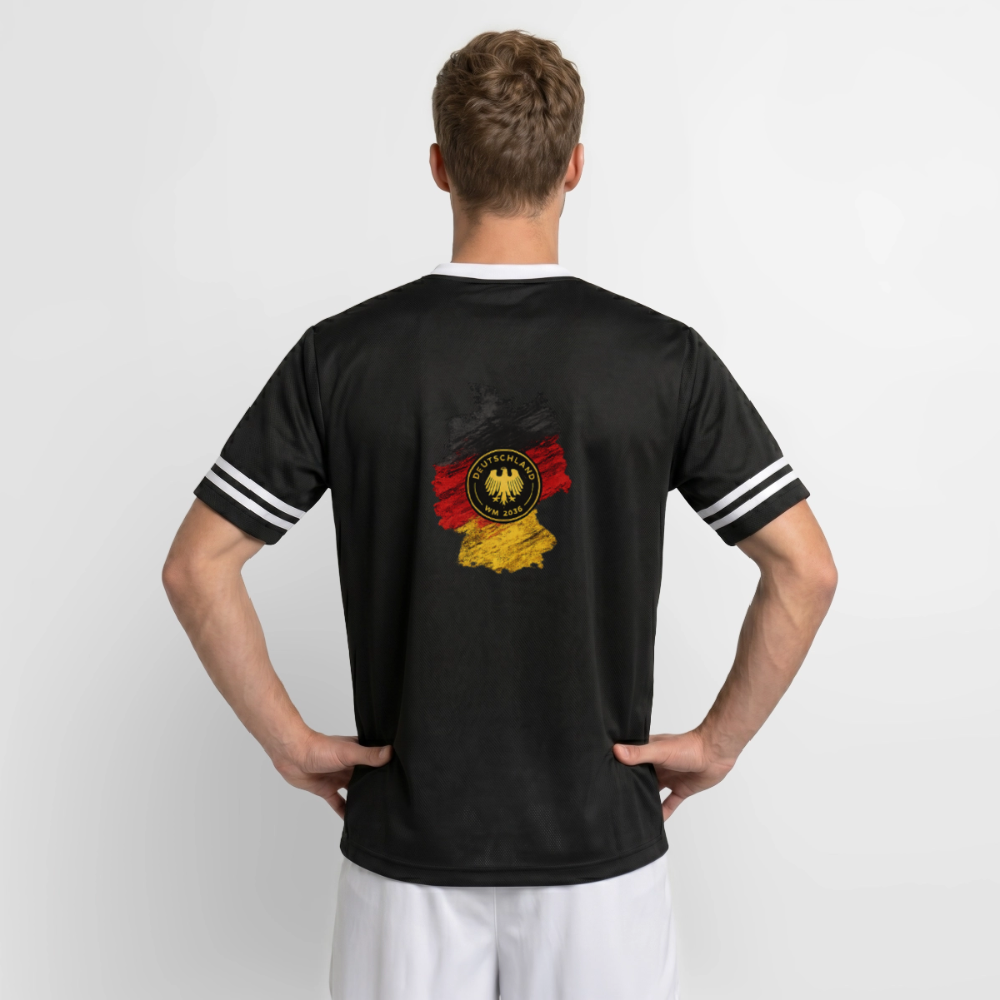 Deutschland Unisex Football Style Mesh T-Shirt - Schwarz/Weiß