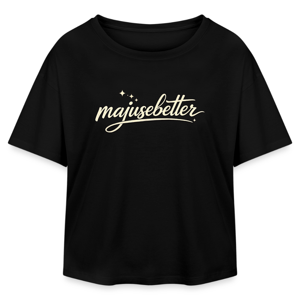 Majusebetter Relaxed Fit Frauen Modal Cotton T-Shirt - Schwarz