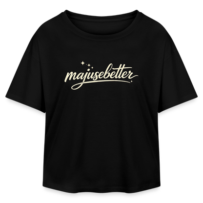 Majusebetter Relaxed Fit Frauen Modal Cotton T-Shirt - Schwarz