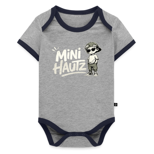 Mini Hautz Baby Bio-Kurzarm-Kontrastbody - Grau/Navy 