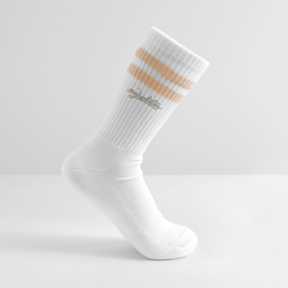 Majusebetter Gestreifte Tennissocken - Weiß/Pfirsich