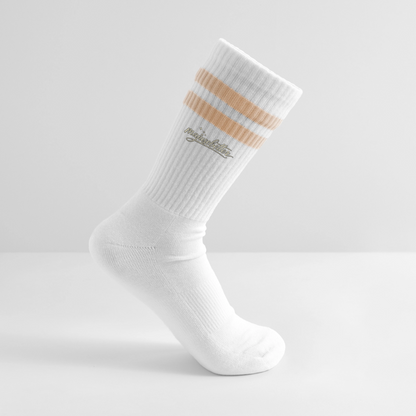Majusebetter Gestreifte Tennissocken - Weiß/Pfirsich