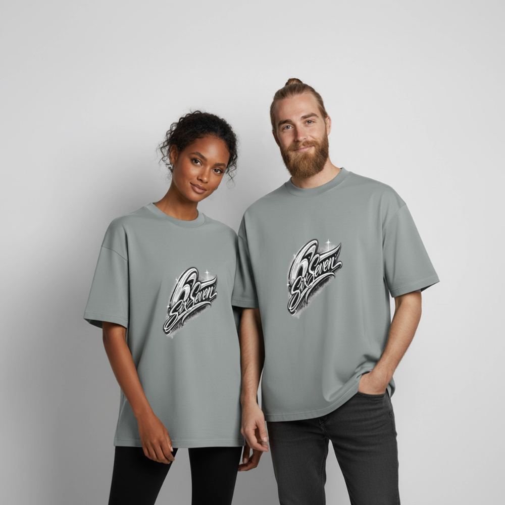 Six Seven Boxy Heavyweight Unisex Organic T-Shirt - Nebelgrau